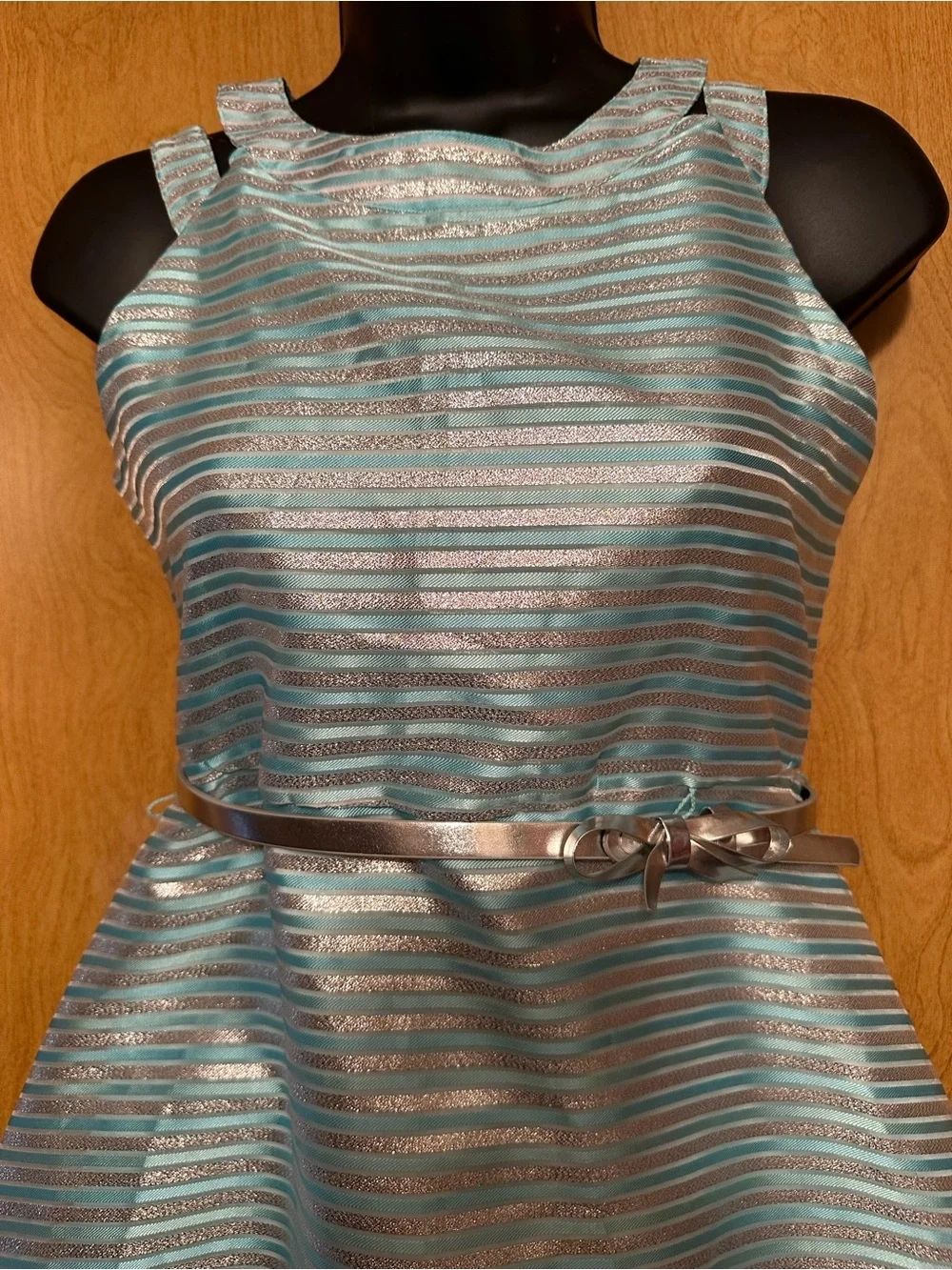 The Childrens Place Girls Metallic Stripe Party Dress size 12